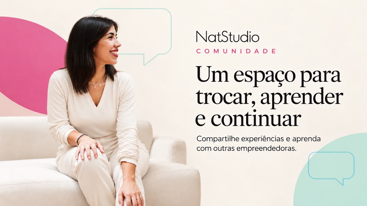 Nati sentada no sofá, arte NatStudio Comunidade: Um espaço para trocar, aprender e continuar